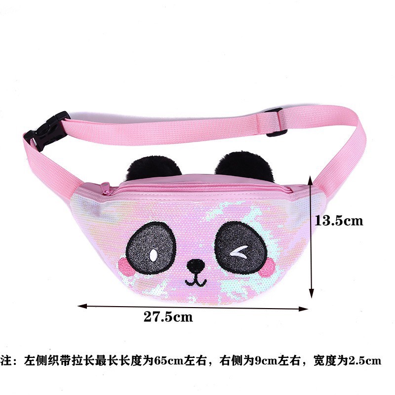 tas pinggang sequin panda TU045 waist bag anak