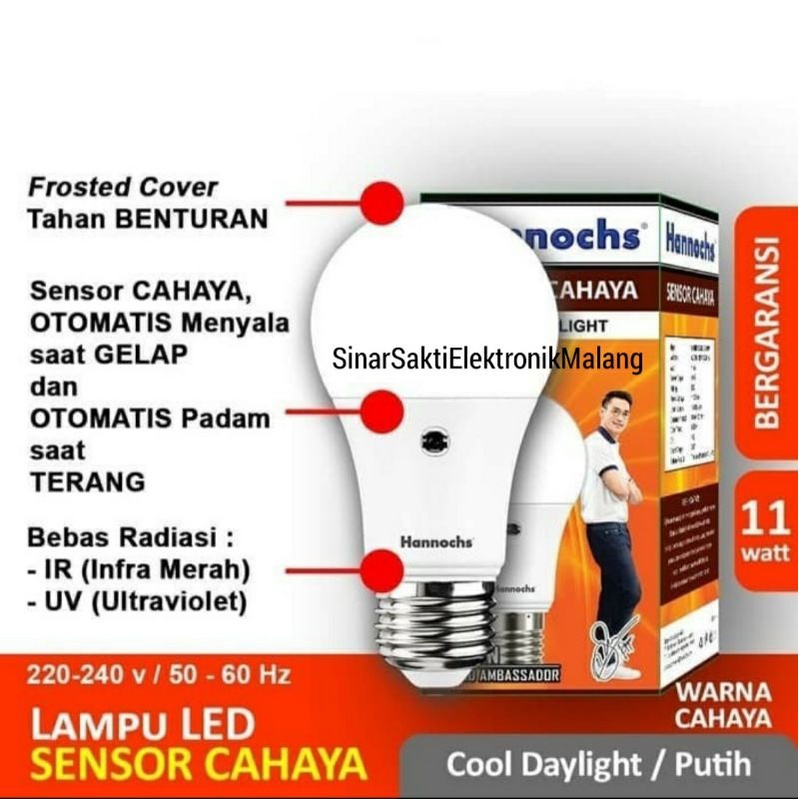 Hannochs Lampu Led Sensor Cahaya 9 11 Watt Light 9W 11W Otomatis