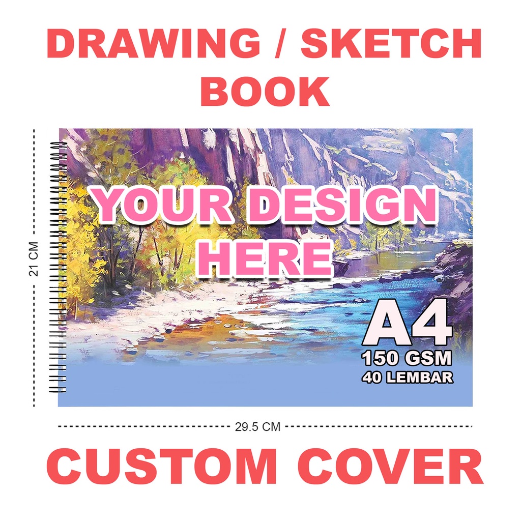 

40lbr Custom Buku Gambar A4, Jilid Spiral, Drawing Book, Sketch Book, Souvenir