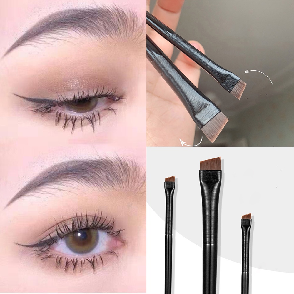 1 Pc Brush Makeup Eyeliner Eyebrow Kepala Miring Portable Bahan Silkworm