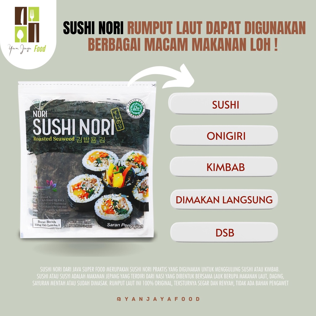 Sushi Nori Halal Seaweed Rumput Laut Sushi Untuk Kimbab/Gimbab ISI 5/10/20/50 Lembar