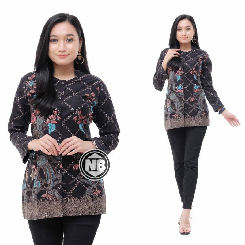 tey-17 Batik wanita ASJ SA HRB026 Kenongo Kemeja Tosca Pendek-10 Jaring
