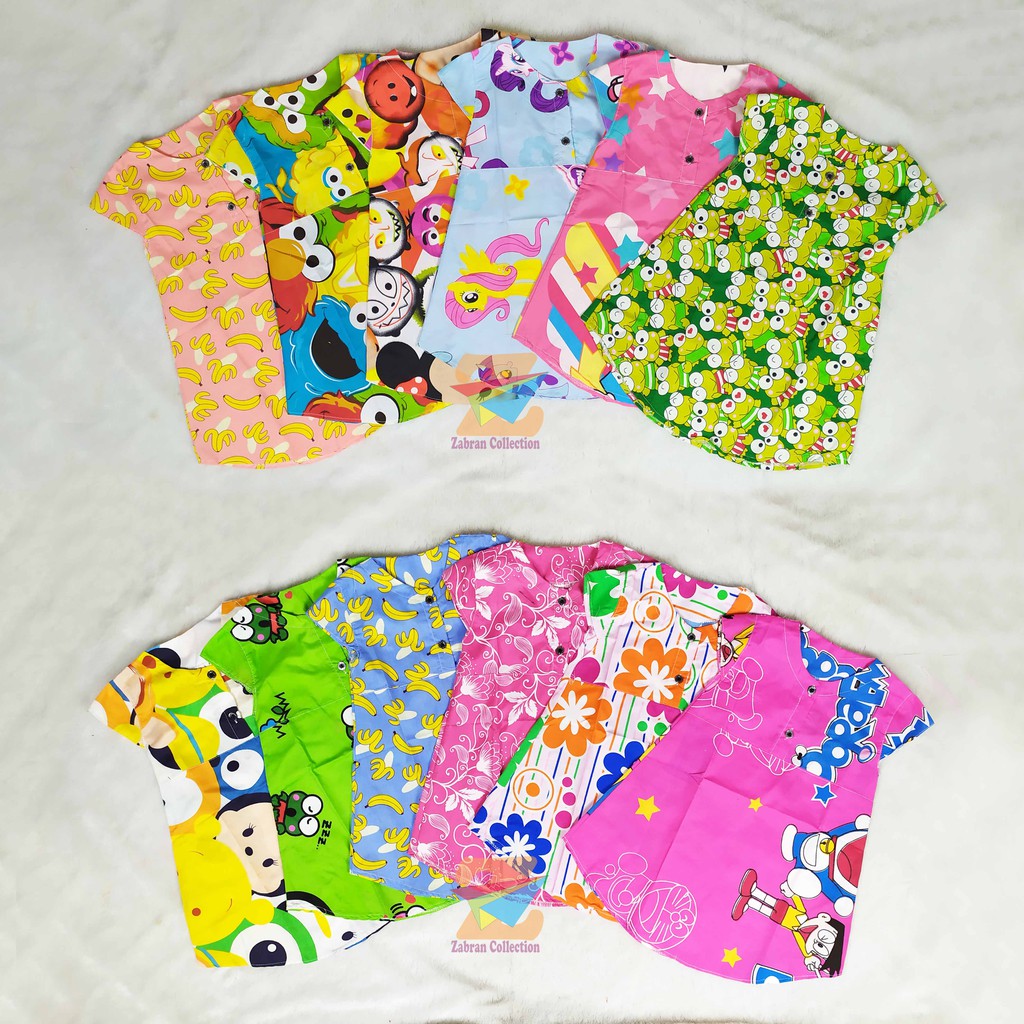 Isi 3 Dress Anak Kancing Depan Zabran 1 Sampai 6 Tahun/COD Bayar Di tempat