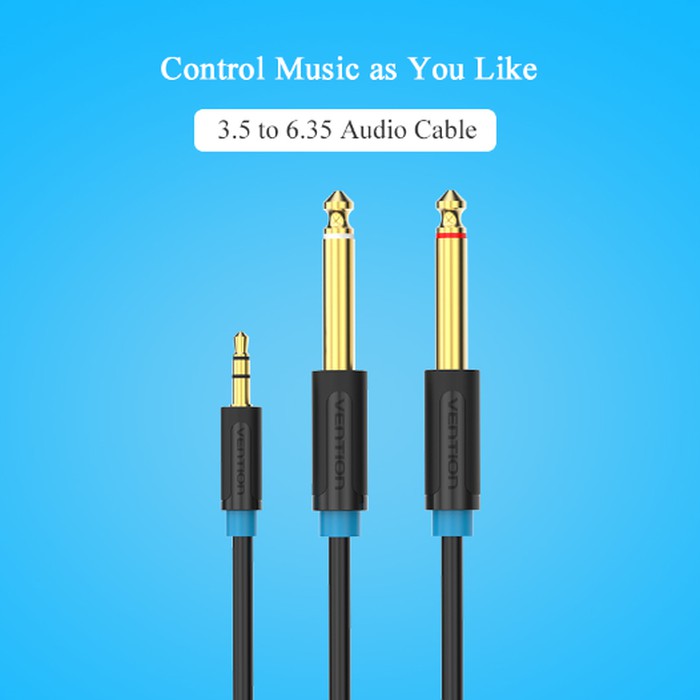 Vention BAC - 2M Kabel 2 TS 6.5mm ke 3.5mm kabel komputer ke speaker