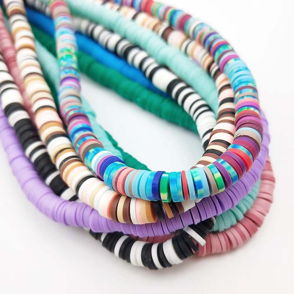 Needway  6mm Spacer Loose Bracelet Finding Polymer Clay Beads Colorful Flat Round For DIY Mixed Color Beads Jewelry Making