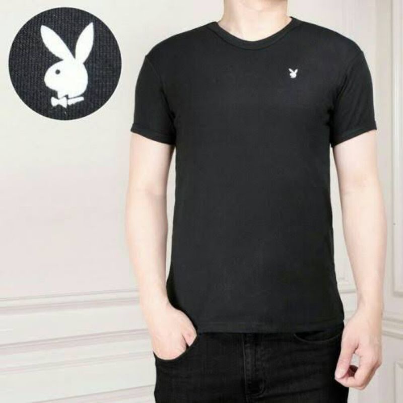 Tshirt Playboy kelinci_Kaos Polos Hitam kelinci