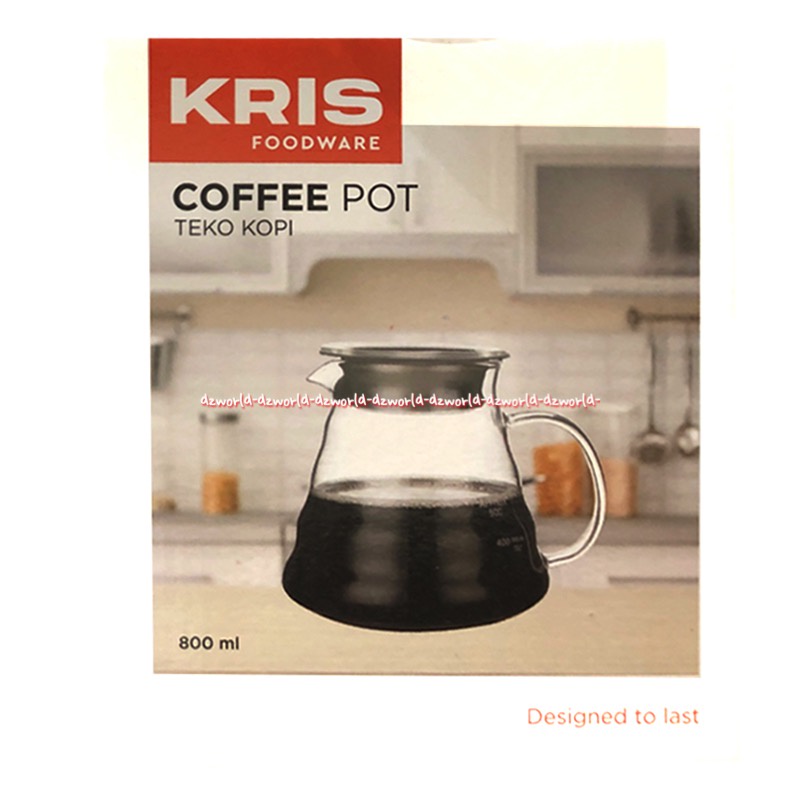 Kris Foodware Coffee Pot 800ml Glass Kettle Teko Kopi Kaca Bening Tempat Cerek Ceret Takara Kopi Dengan Tutup Krischef