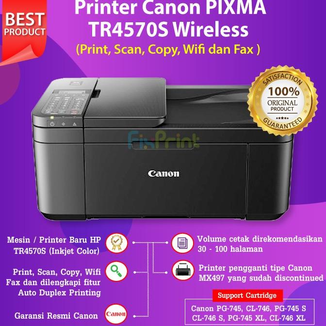 

Printer Canon TR4570S Wireless Print, Scan, Copy, Fax Pengganti MX497