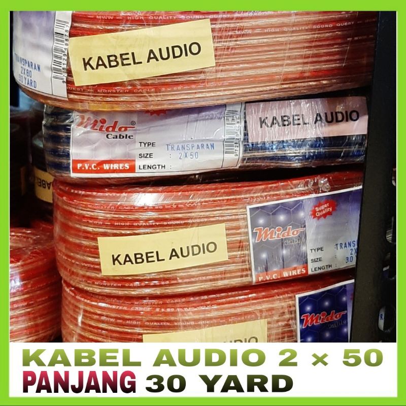 Kabel Audio 2 × 50 Transparan Panjang 30 Yard Kabel Speaker Grosir..!