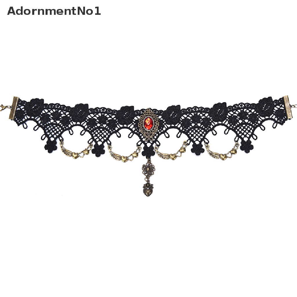 (AdornmentNo1) Kalung Choker Gaya Vintage Gothic Motif Geometri Aksen Kristal Untuk Perhiasan Wanita / Halloween