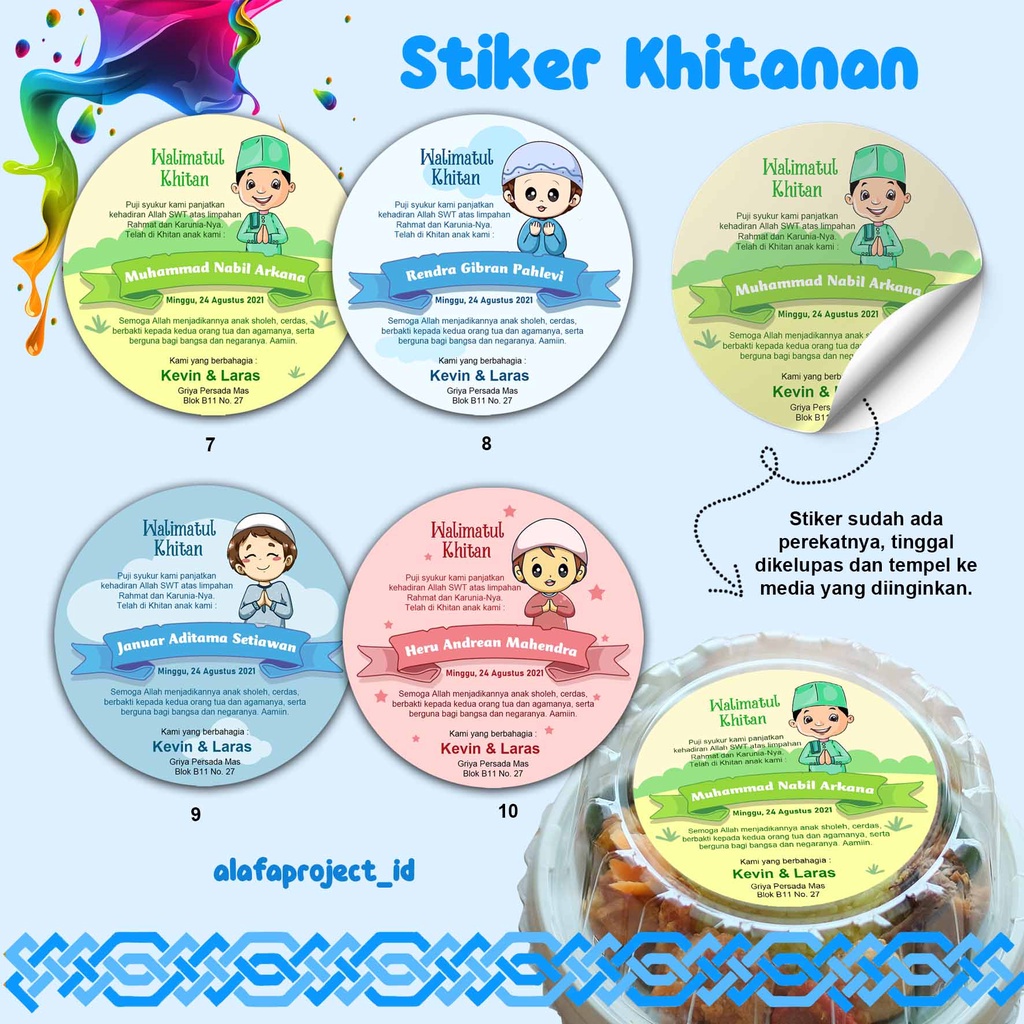 

AlafaProject 07-10 Stiker Khitanan Stiker Bulat Stiker Hampers Stiker Bento Stiker Tumpeng Mini Sunatan Anak