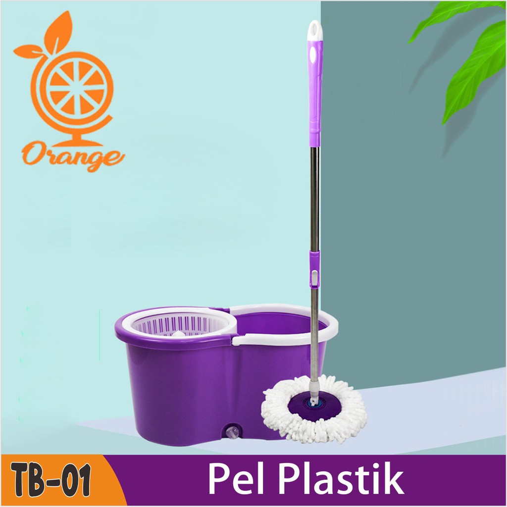 Alat Pel Lantai Ultra Pel putar serbaguna spin mop 2 kain pel plastik multifungsi