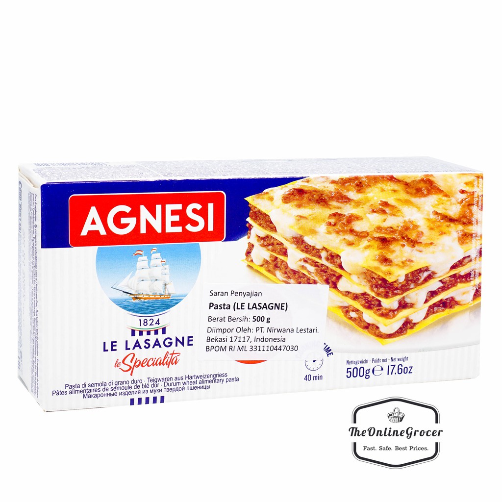 Agnesi Lasagne 500gr - Kulit Pasta Lasagna