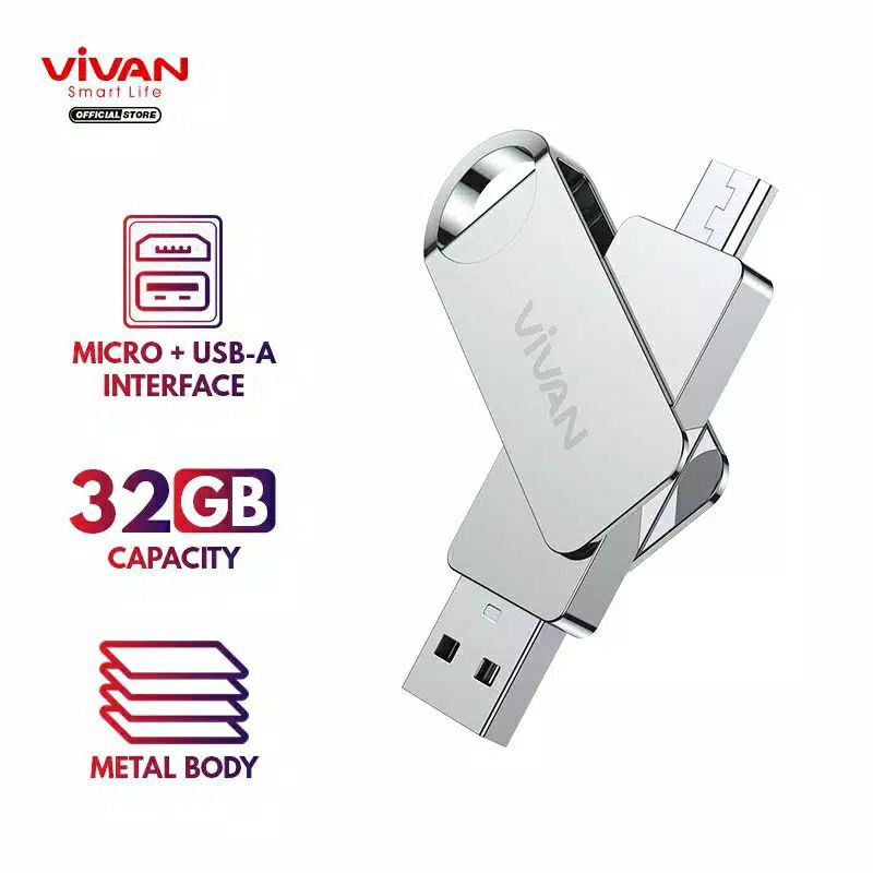 Vivan VOM132 Flasdisk OTG Dual Drive Micro USB &amp; Type-A