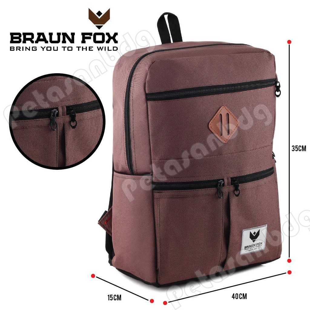 PTS -Braun Fox Brandon X Casual Laptop Backpack - Brown