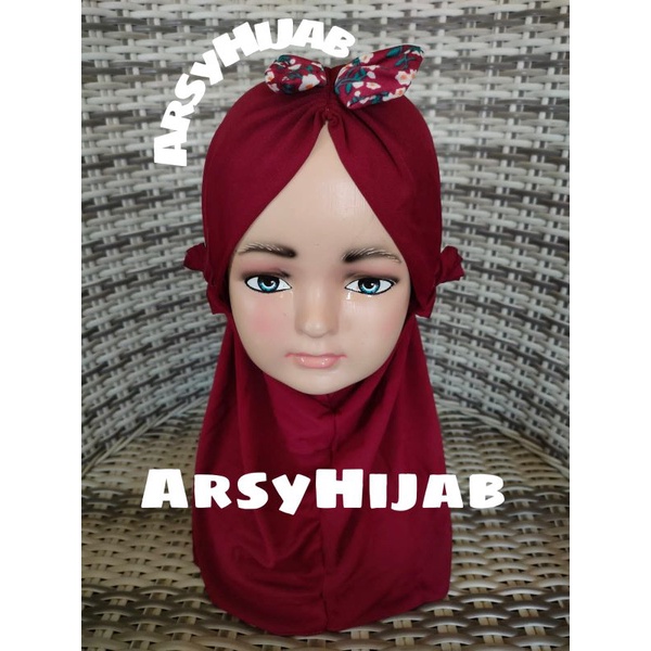 jilbab bayi syria kerut tali/ NABILA-maroon