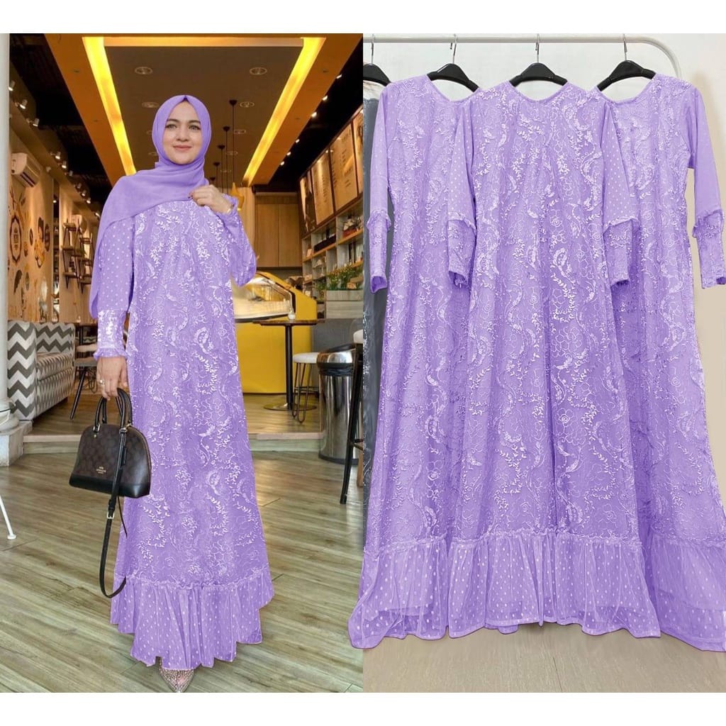 O2 Fashion / Maxi Humaira / gamis brukat / brukat import / tile mutiara / bisa cod