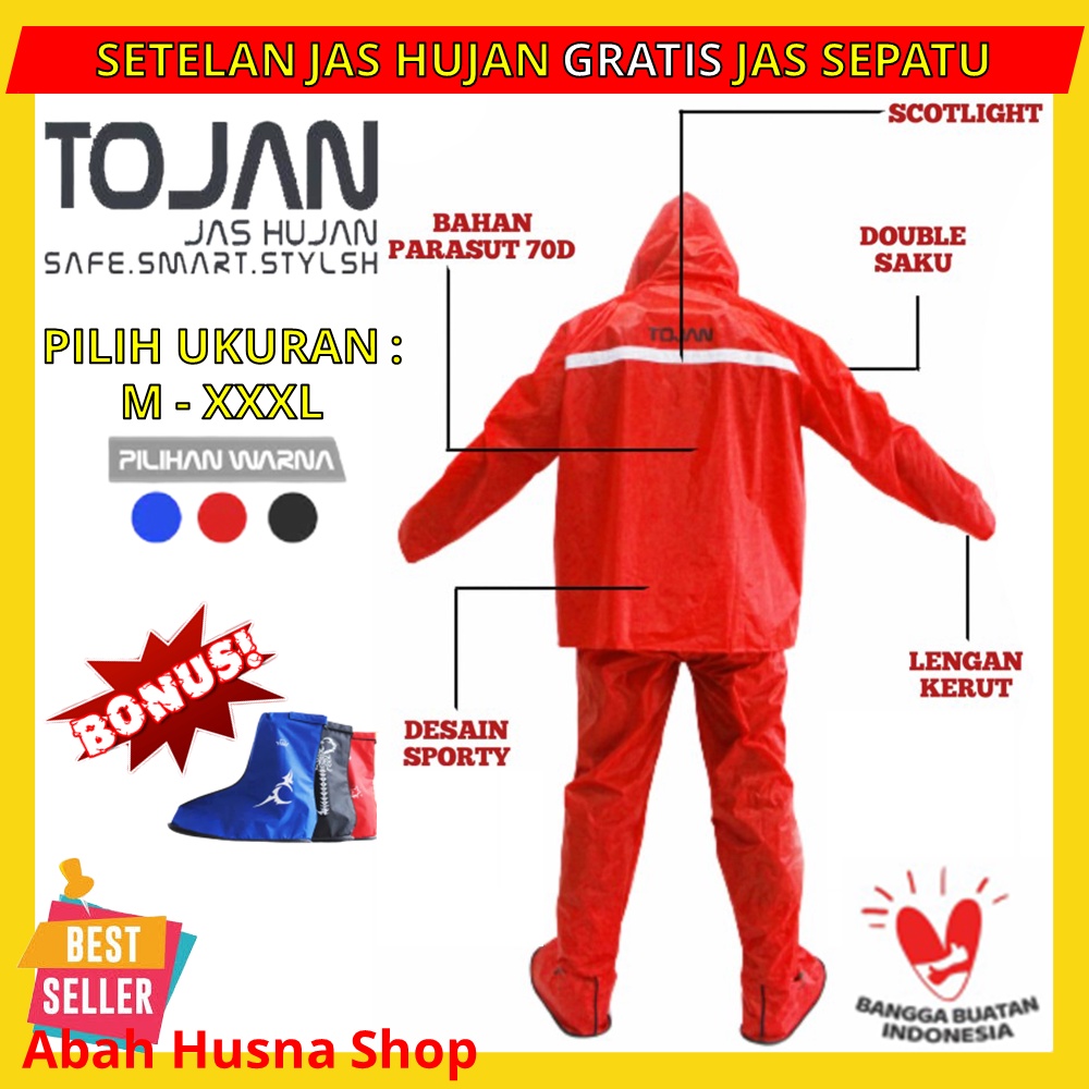 𝐓𝐎𝐉𝐀𝐍 Setelan Jas Hujan Pria MANTEL Ujan Mantol RAIN COAT BONUS Jas Sepatu