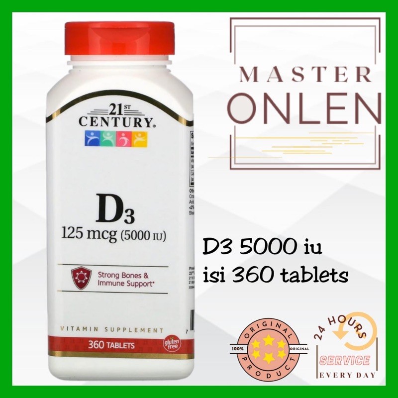 Vitamin D3 5000 iu 360 tablet 21st Century Usa D-3 5000iu