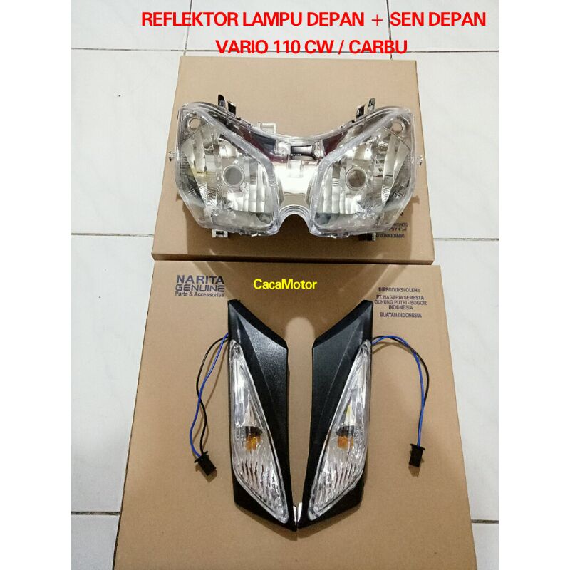 REFLEKTOR LAMPU DEPAN + SEN DEPAN VARIO 110 KARBU/CW ( 1 SET ) ( NARITA - WIN )