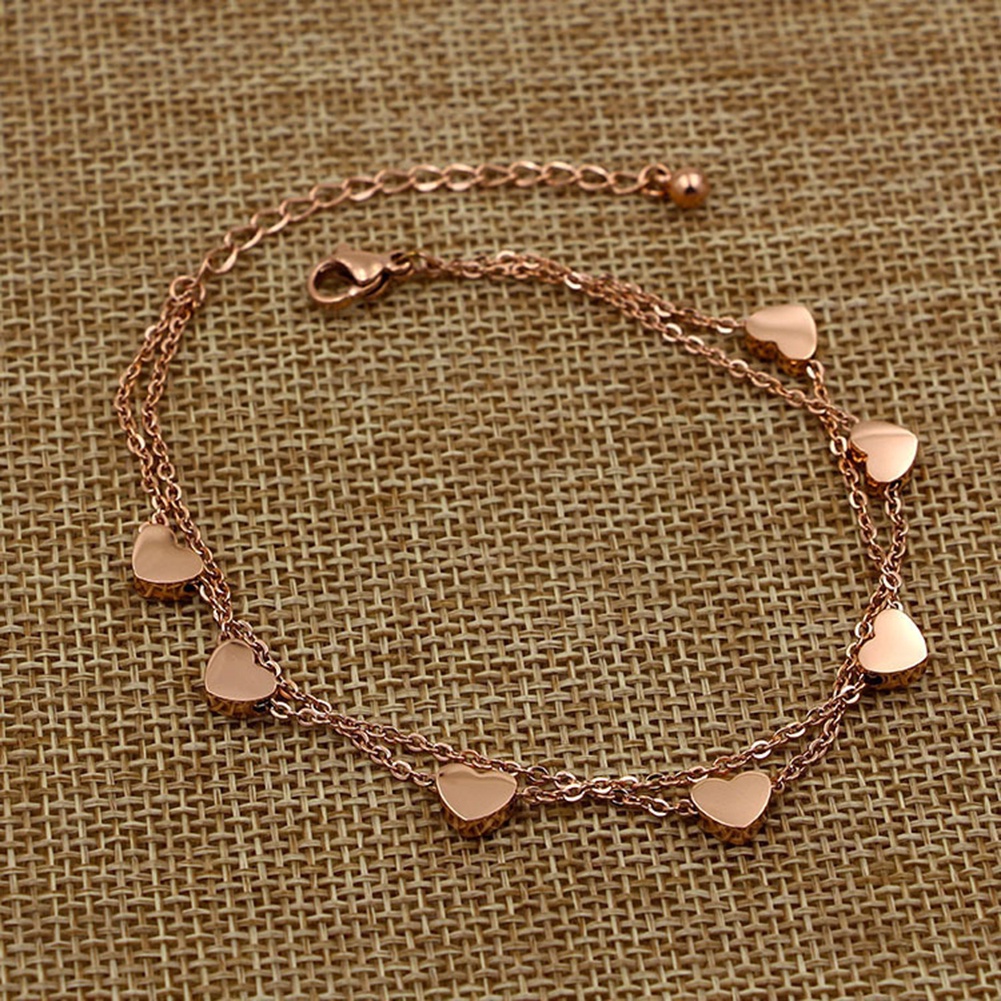 Hu Hu Hu Hu Hu Alat Bantu Pasang Kacamata♡ Gelang Rantai Dua Lapis Bentuk Hati Bahan Alloy Untuk Wanita