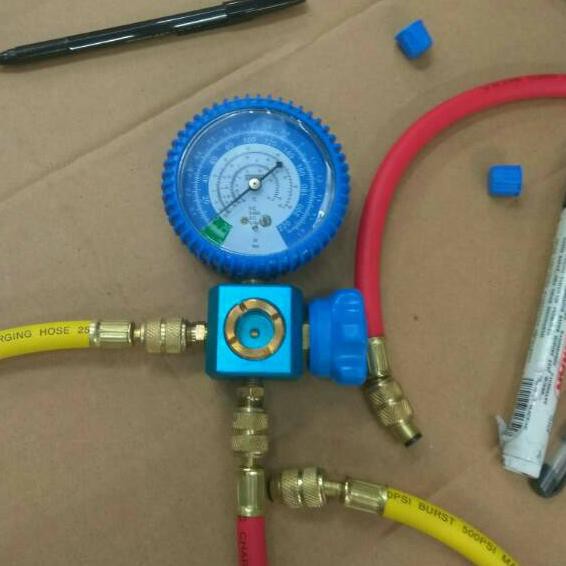 Serbuuu Manifold analizer single R22 plus selang 2 pcs alat isi freon ukur tekanan testing regulator