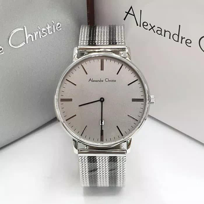 Jam tangan pria Alexandre Christie AC 8582 AC8582 silver grey Original