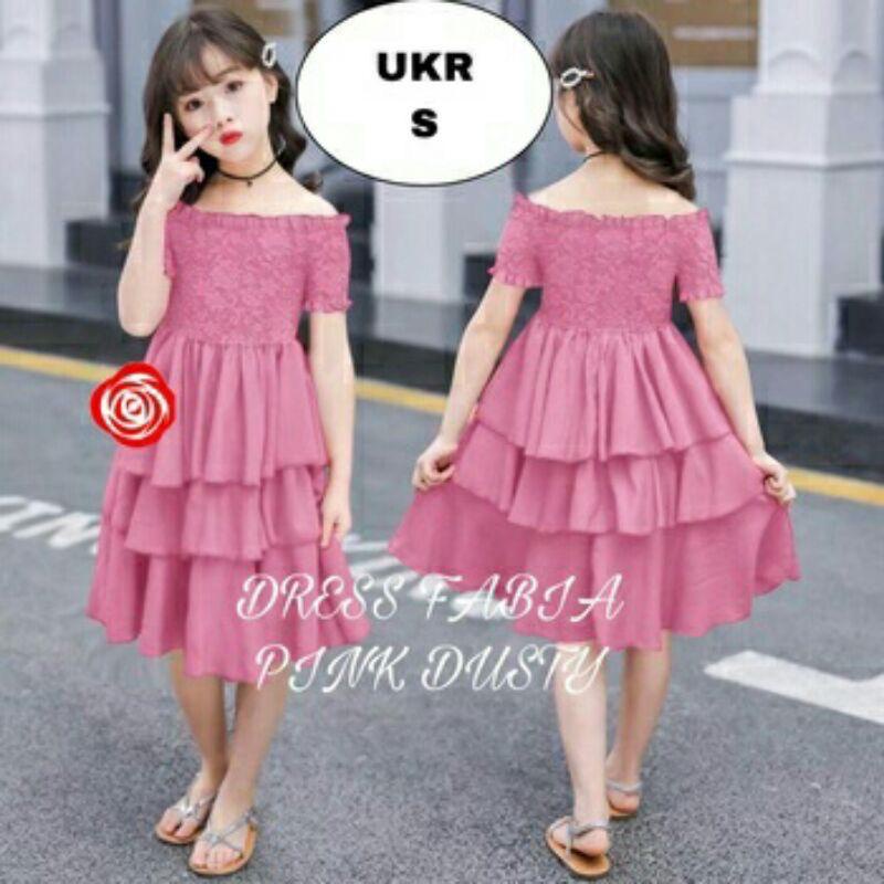 DRESS KIDS FABIA/DRESS ANAK PEREMPUAN/DRESS FASHION ANAK / BAJU ANAK / Dress Polos Anak Perempuan / Dress moscrepe  Anak Polos Junior Simple