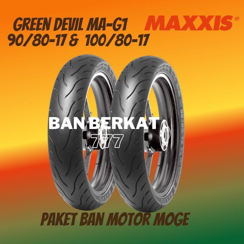 Paket Ban Motor Moge / MAXXIS GREEN DEVIL 90/80-17 100/80 Ring17 Tubeless