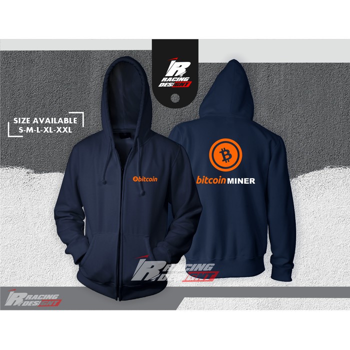 Jaket Hoodie Resleting Bitcoin Miner Terbaru Kualitas Distro -IR Merc -Mawar