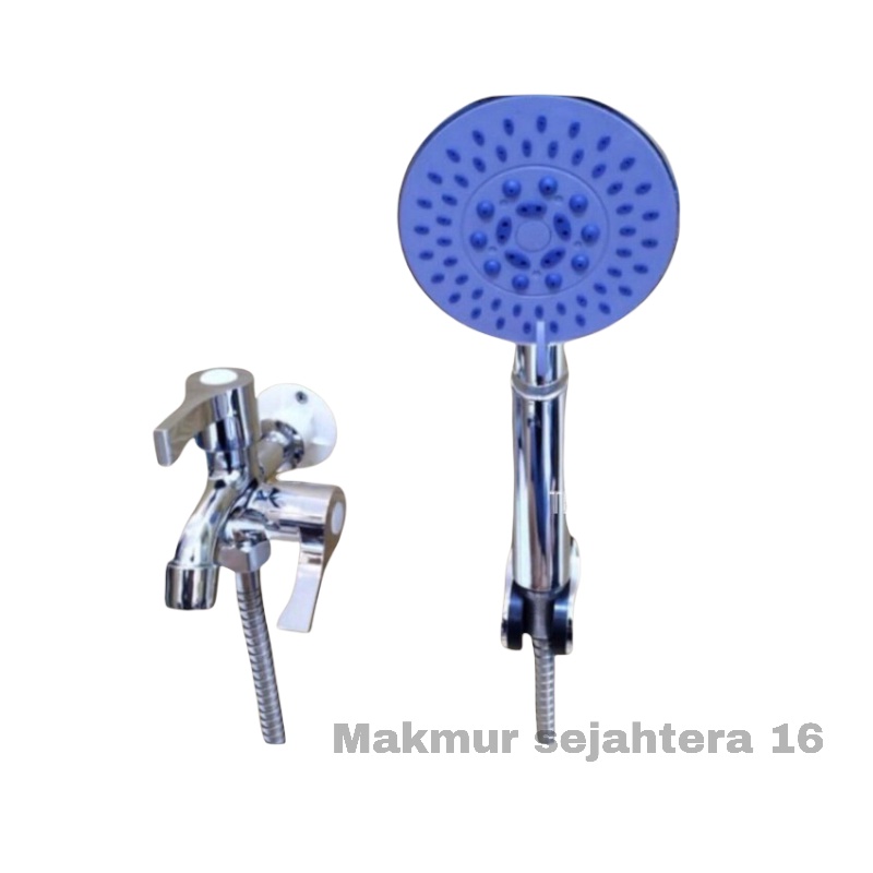 PAKET SHOWER KAMAR MANDI SET KERAN CABANG 1/2inch Hand Shower Kepala Besar Stainless