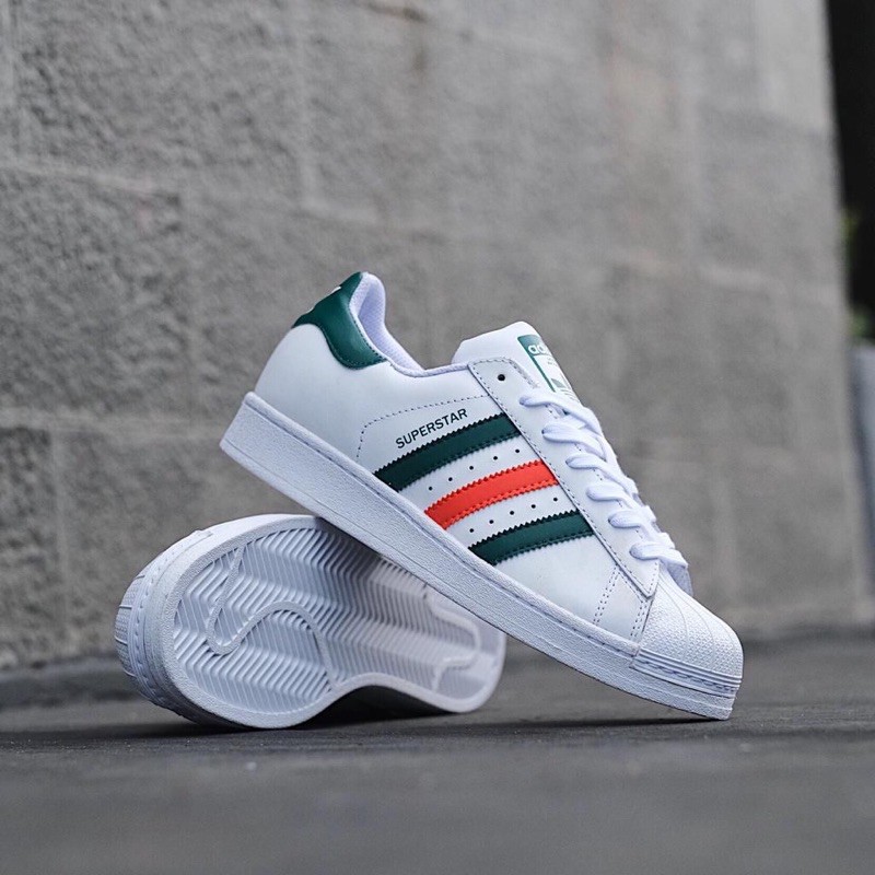 *ADIDAS SUPERSTAR WHITE GREEN ORANGE*
