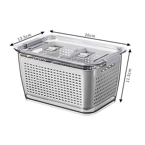 Kotak Kontainer Penyaring Penyimpanan Buah Sayur 1.7L Kitchen Storage