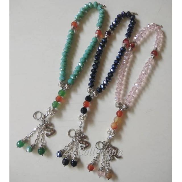 Tasbih Gelang Handmade / Tasbih kristal ceko & batu alam