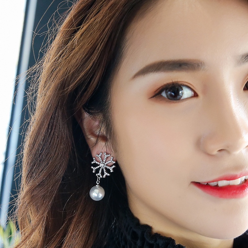 Sterling silver jarum Korea perempuan anting-anting mahasiswa ins dingin gaya anting-anting penuh be