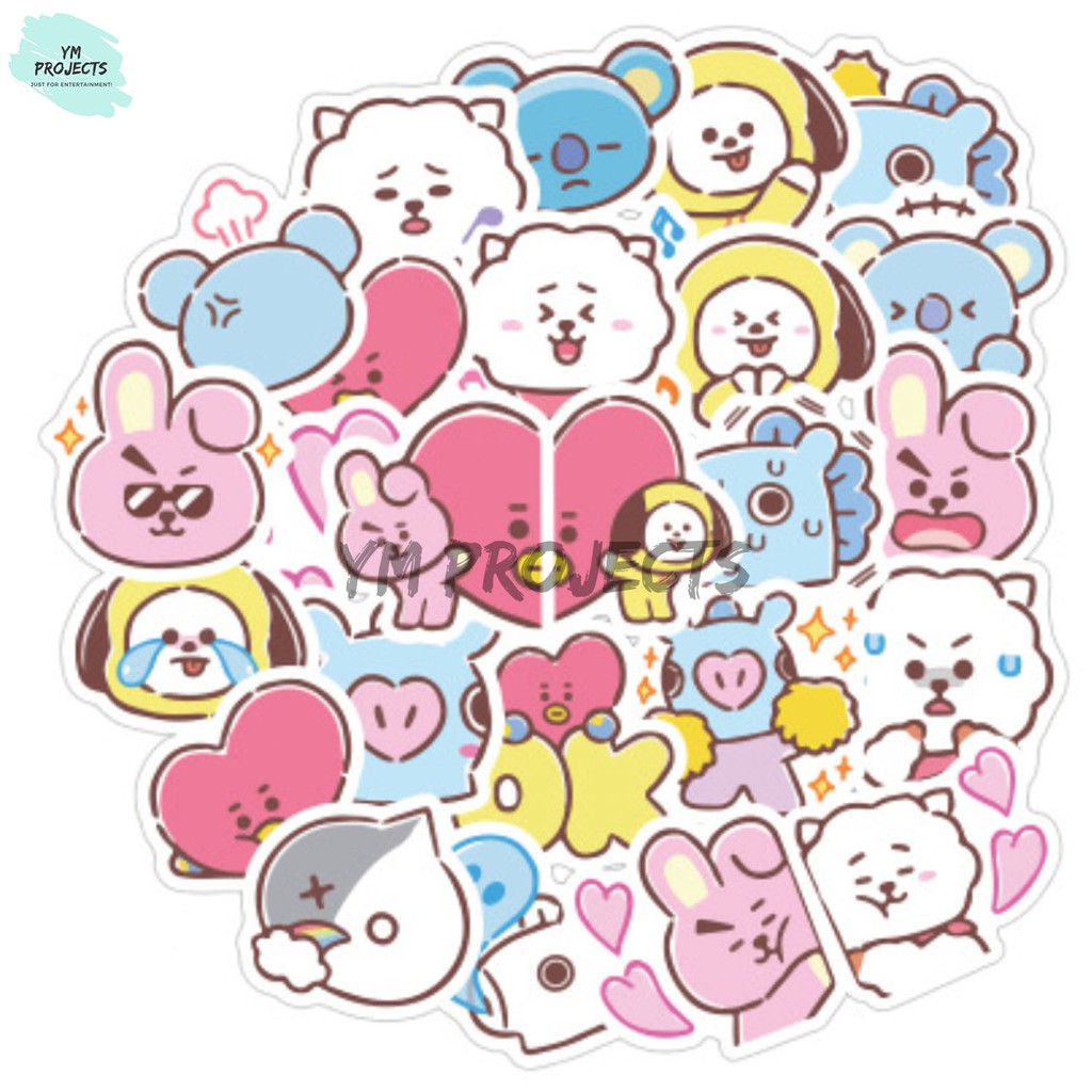 

40PCS STIKER BT21 / GAMBAR TEMPEL SITKER BTS BT21 TAHAN AIR