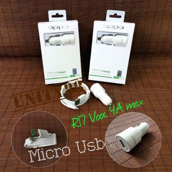 Charger Mobil Car Charger Oppo VOOC R17 4A Max Micro Fast Charging Cas - Putih