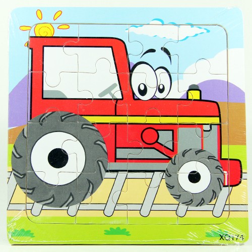 Puzzle Jigsaw Kayu 16pcs Mainan Edukasi Anak Balita 4x4 Traktor Tractor PK111