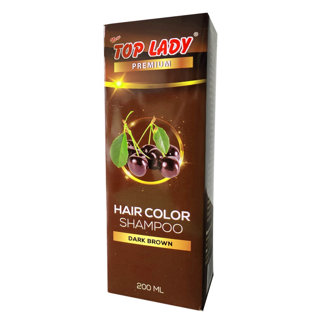 TOP LADY PREMIUM HAIR COLOR SHAMPOO NATURAL BLACK DAN DARK BROWN 200ML SHAMPOO PENGHITAM RAMBUT SEMIR UBAN / New Top Lady PREMIUM Hair Color Shampoo BLACK 200ml / New TOP LADY PREMIUM Hair Colour Shampo 200 ml (Natural Black &amp;Dark Brown) SALE PROMO