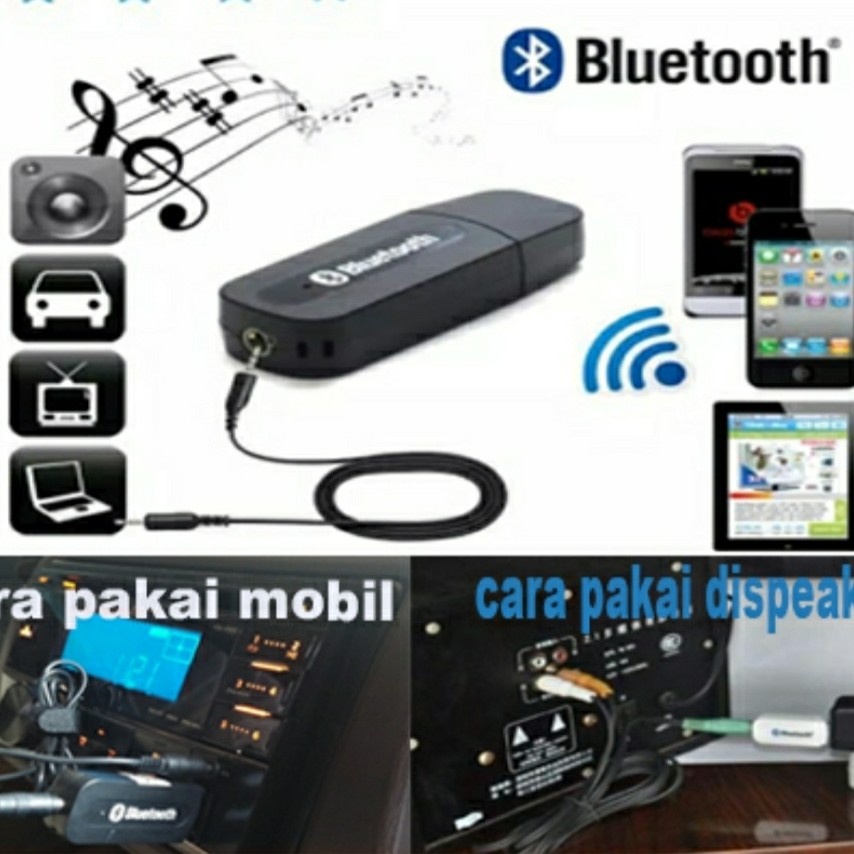 USB Bluetooth Receiver Adapter + Kabel Aux 3,5mm Jack Audio Speaker