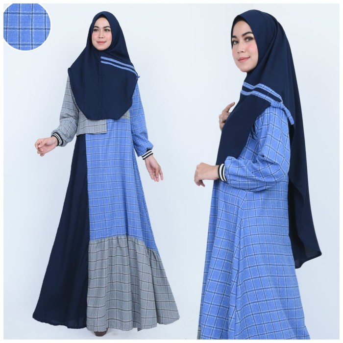 PREMIUM SALE BUSANA MUSLIMAH PAKAIAN WANITA GAMIS SYARII HASANAH RANIA - NAVY BLUE