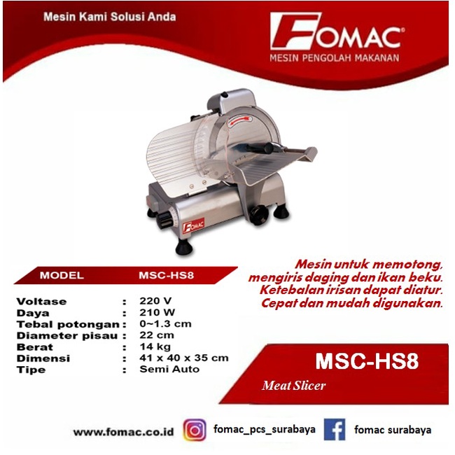 FOMAC MEAT SLICER MSC-HS8 Mesin Pengiris Daging