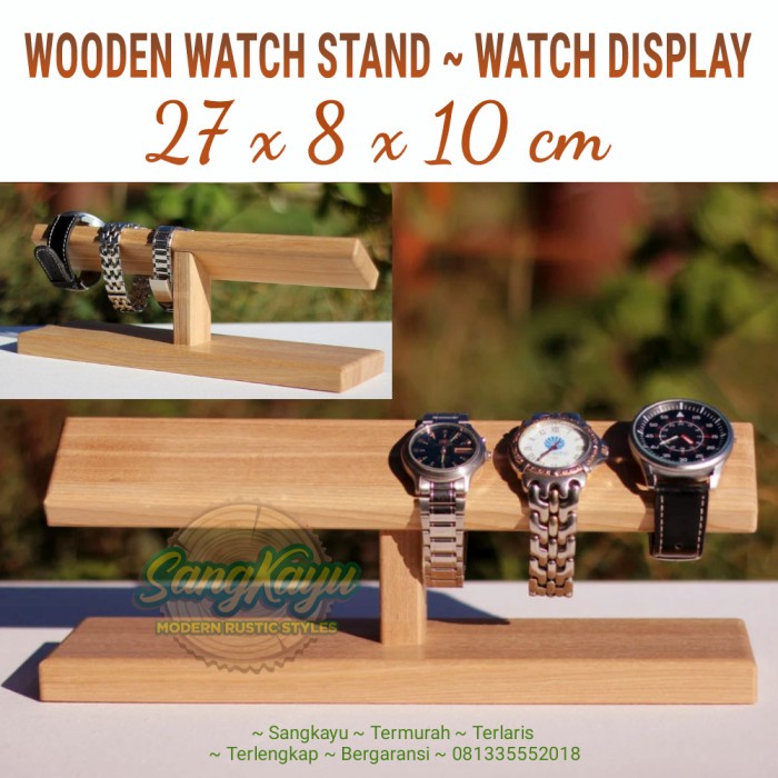 Display jam tangan kayu 30cm Wooden Watch Display watch stand