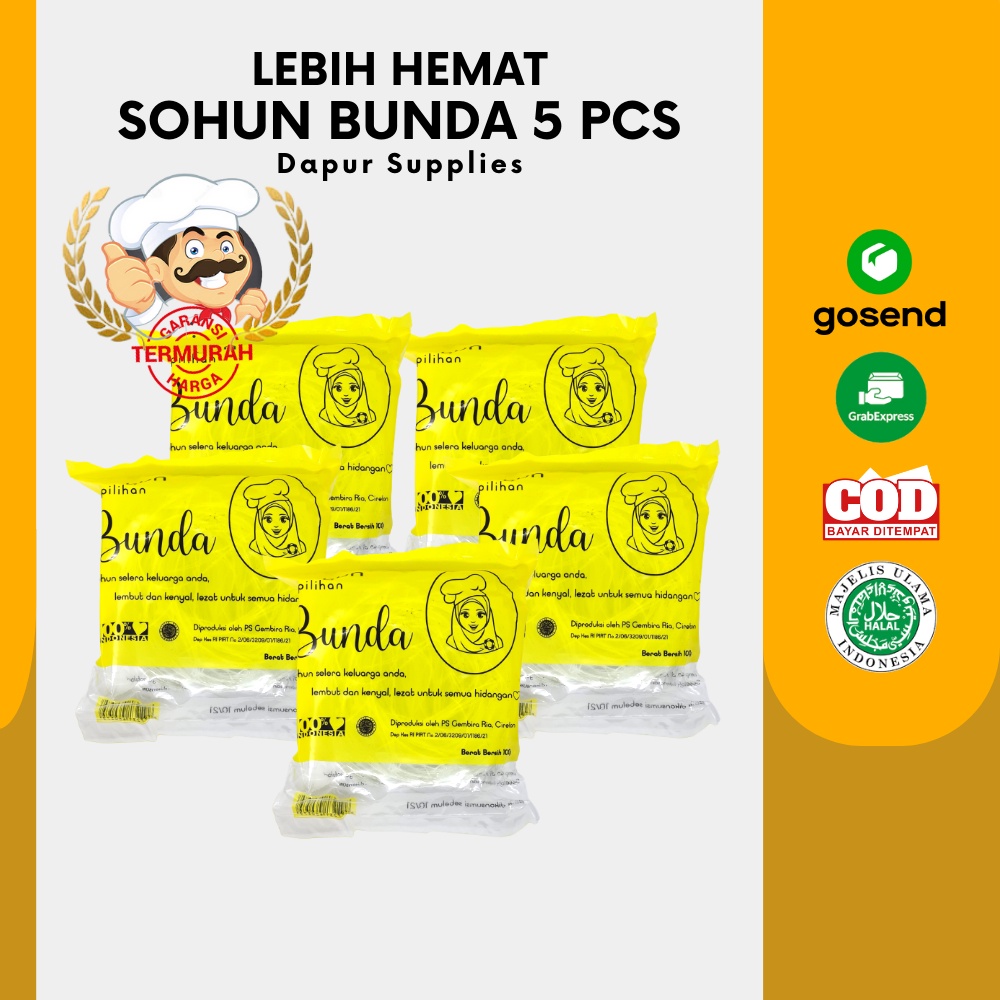 Sohun Bakso Halal 500gr (5 bungkus) / Sohun Lembut dan Kenyal / Sohun Bunda Sohun Indonesia