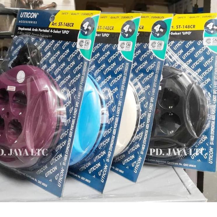 Flash Sale' Uticon SKontak Portable 4  Socket UFO -  Kabel Roll 4meter ST-148CR - Kabel Gulung Mini 