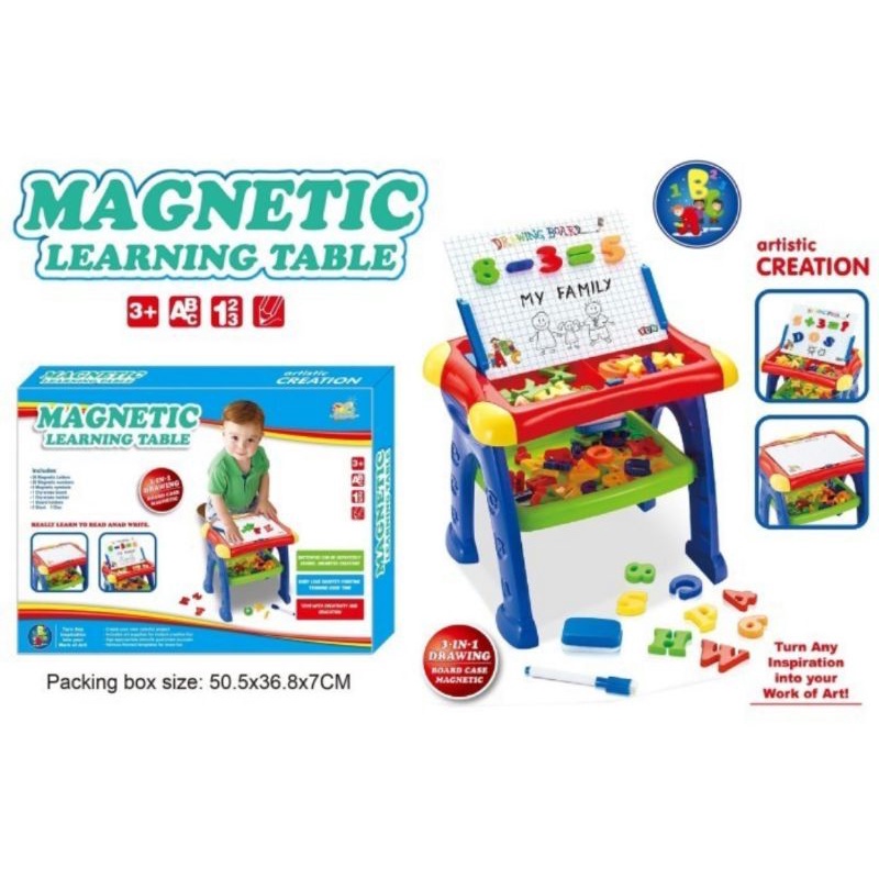 Mainan edukasi magnetic learning table meja belajar bermagnet