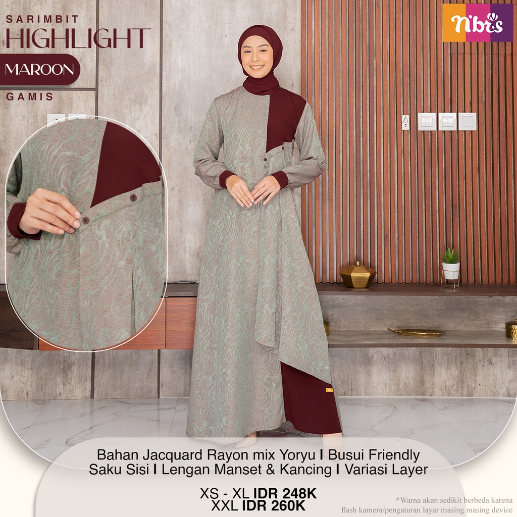 Nibras Sarimbit HIGHLIGHT MAROON Baju Sarimbit Kelurga Muslim / Fashion Muslim Nibras Terbaru 2022