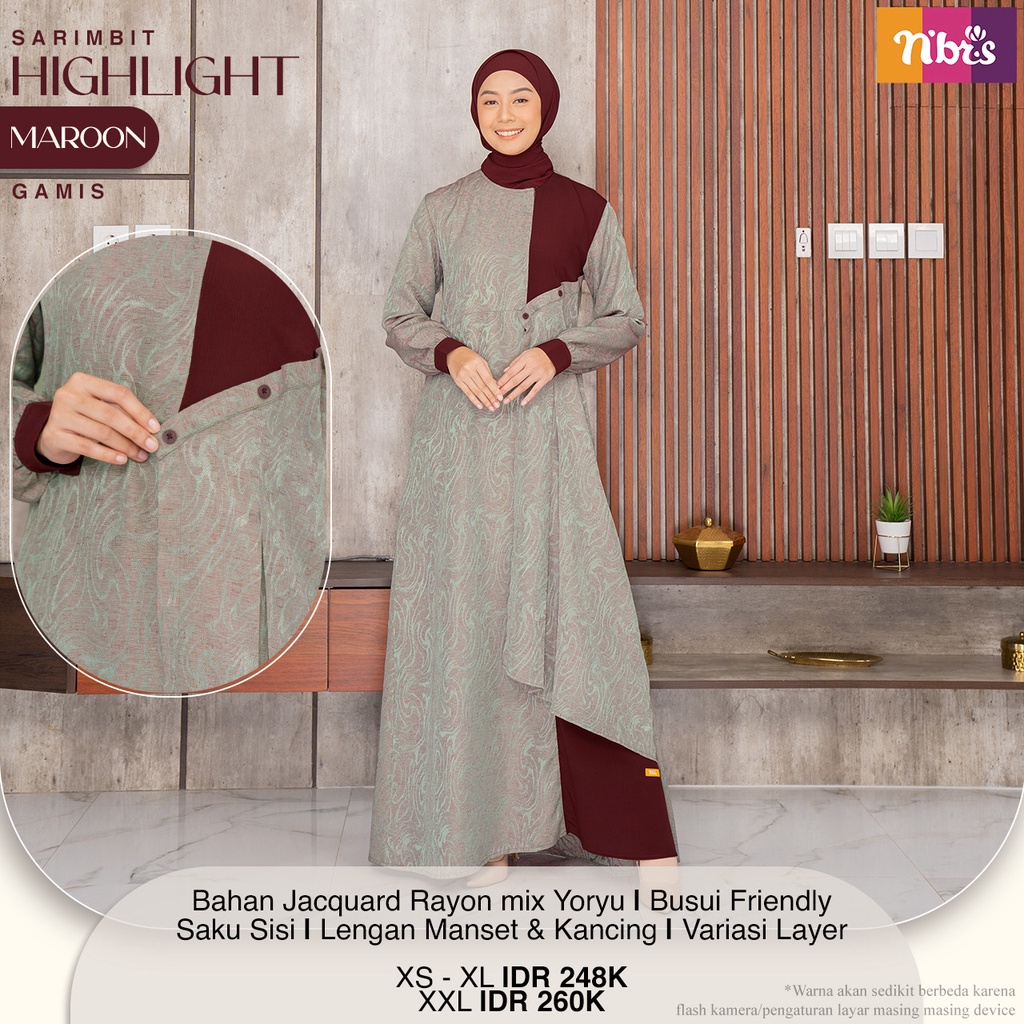 Nibras Sarimbit HIGHLIGHT MAROON Baju Sarimbit Kelurga Muslim Bahan Jacquard Rayon mix Yoryu Model Terbaru by NBRS