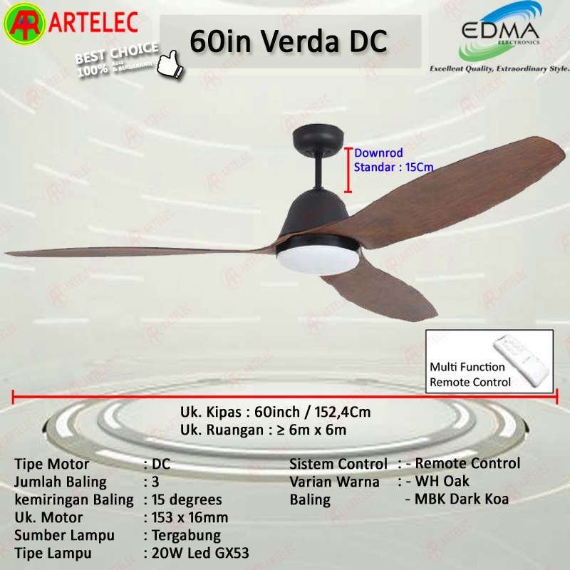 Mt EDMA 60in VERDA Kipas Angin Gantung Plafon Dekorasi edma