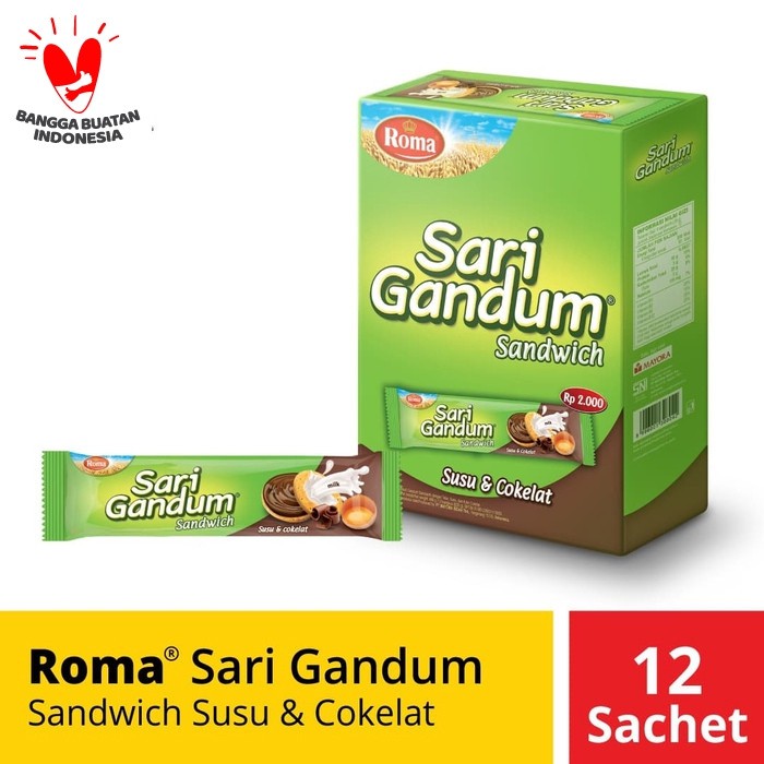 

Terbaru Roma Sari Gandum Coklat 12 Sc @39 Gr Eksklusif